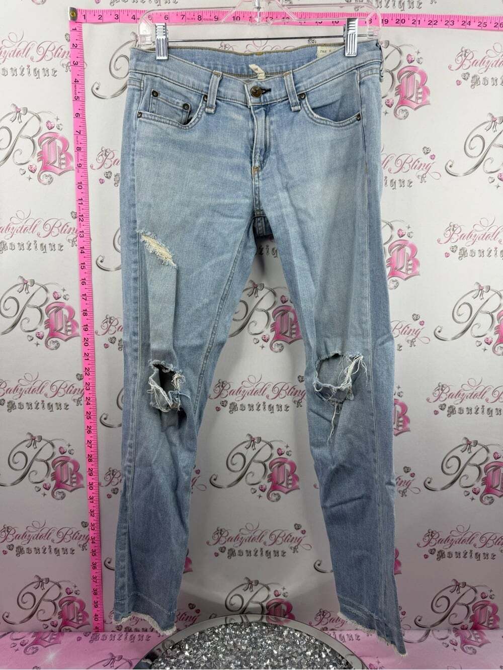 rag & bone the Dre jeans aqua Light Blue Distressed Skinny Jeans